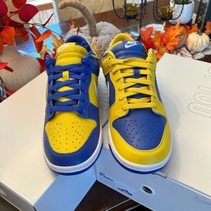 NIKE Dunk Low Blue/Yellow Custom Dunks (NIKEiD, not painted) size 11.